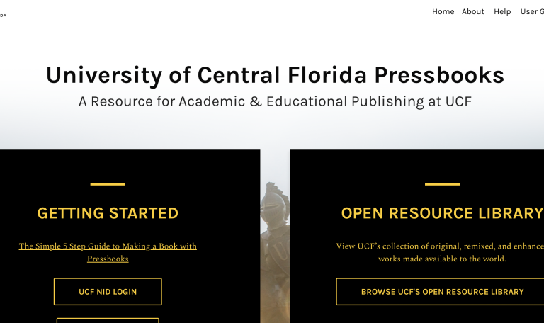 University of Central Florida Pressbooks homepage